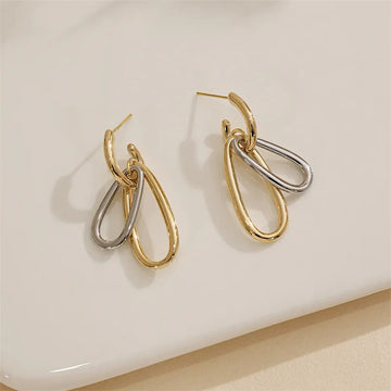 DAIIIBABYYY  -  Vintage Metal Earrings New Gold And Silver Color Geometric Irregular Pendant Earrings Suitable For Women's Jewelry Gifts